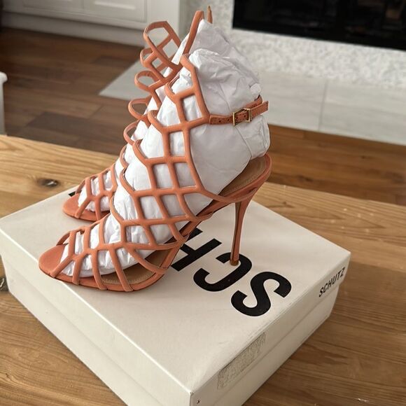 SCHUTZ Orange Cage Heels - Picture 3 of 6